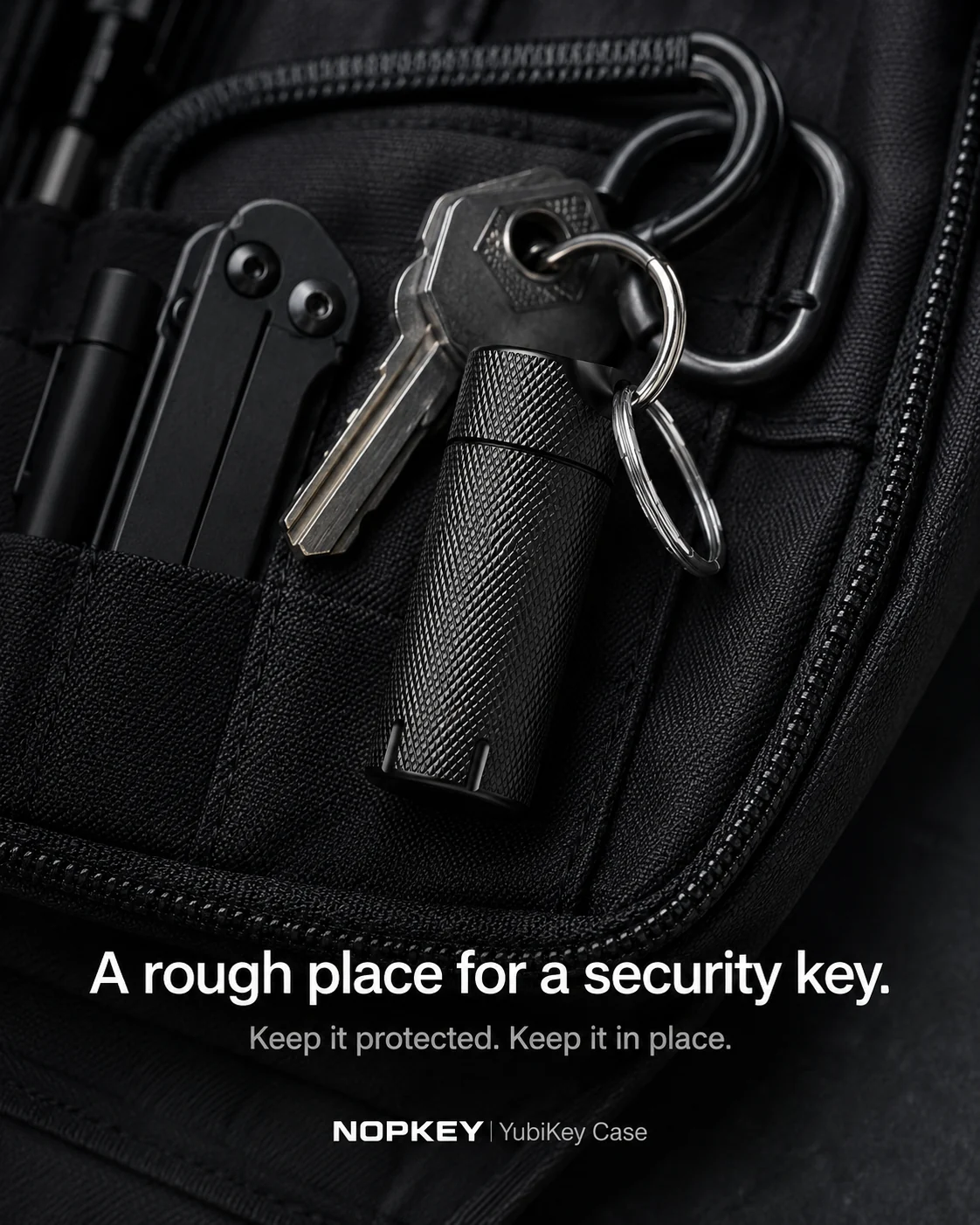 NOPKEY case clipped in an everyday carry pouch